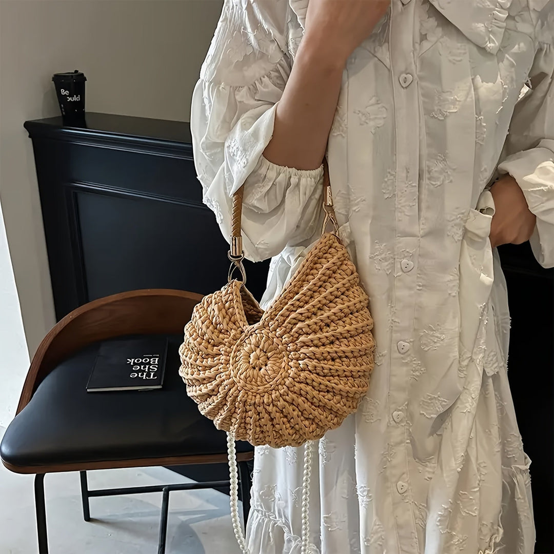 Orsola | Borsa Tote Intrecciata con Cinghia a Catena - Nero