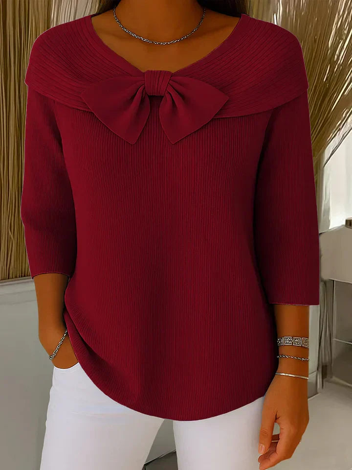 Clara | Maglia Elegante con Fiocco in Maglia Morbida