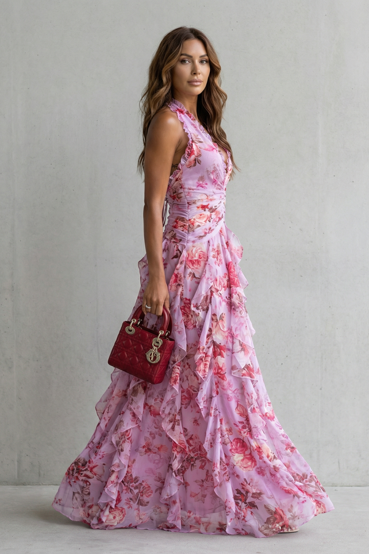 Abito Lungo Elegante con Collo Halter