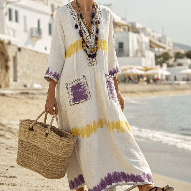 Robe Caftan "Aimée" – Porpora &amp; Mimosa