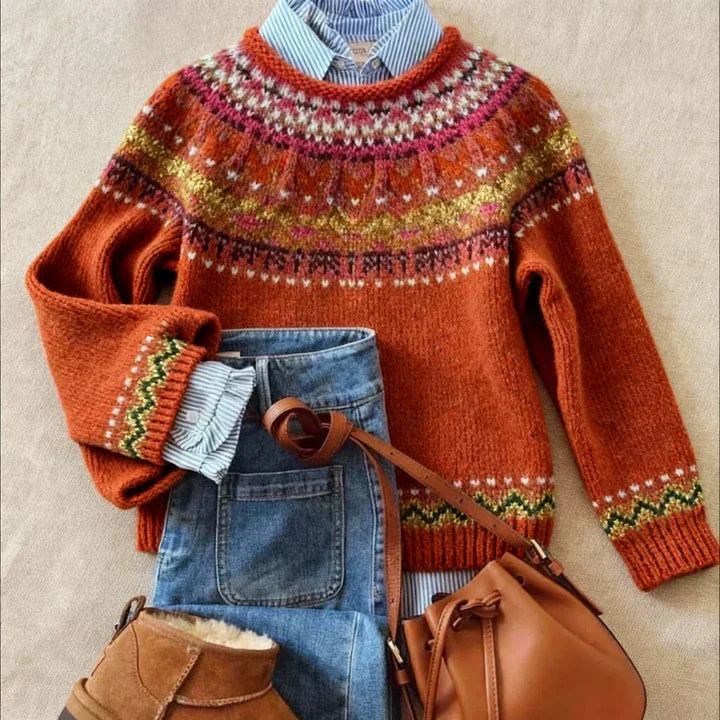 DELACROIX | Maglione Jacquard Terracotta Juliette