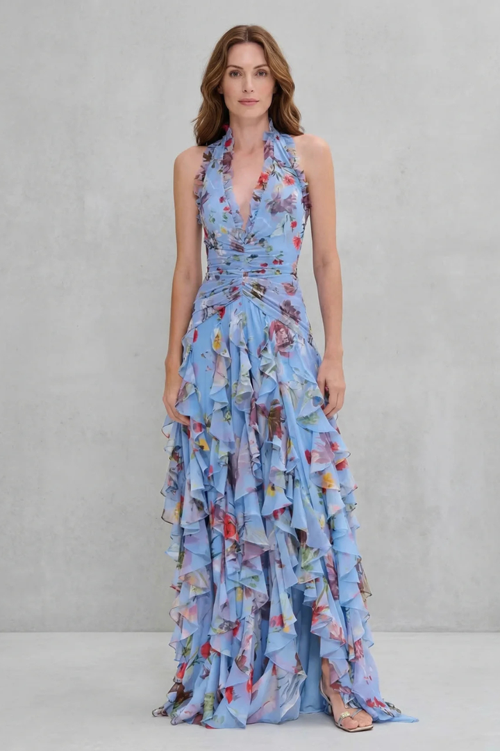 Robe Lunga Elegante con Collo Halter