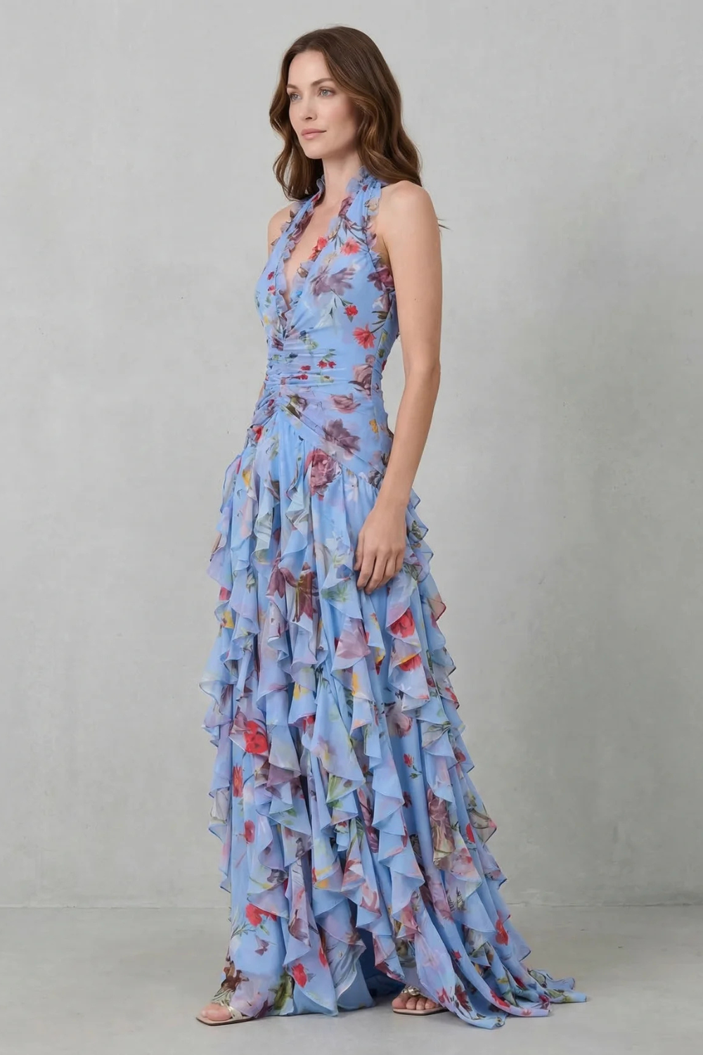 Abito Lungo Elegante con Collo Halter