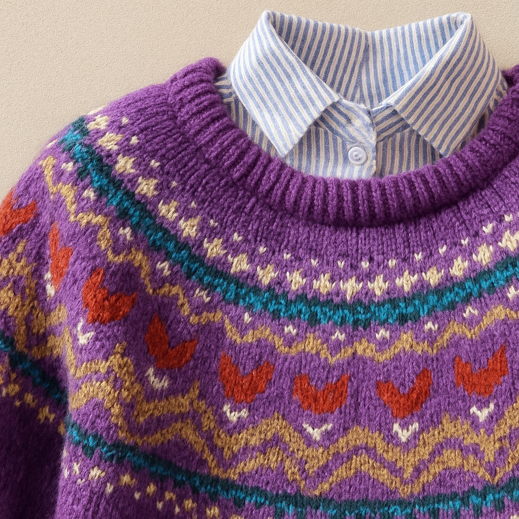DELACROIX | Maglione Jacquard Viola Caldo Aveline