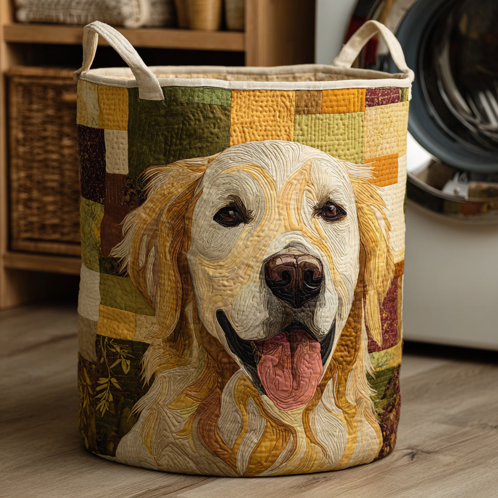 Cesto imbottito con Golden Retriever sorridente