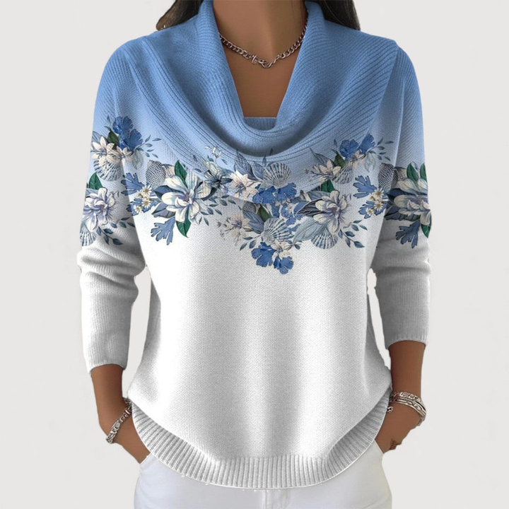 Alora | Maglione floreale con collo morbido