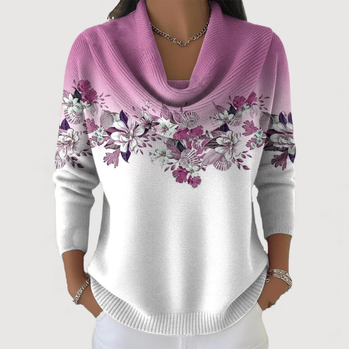 Alora | Maglione floreale con collo morbido