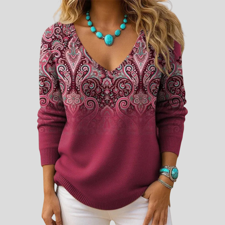 Amelia | Maglia Elegante con Scollo a V e Maniche Lunghe