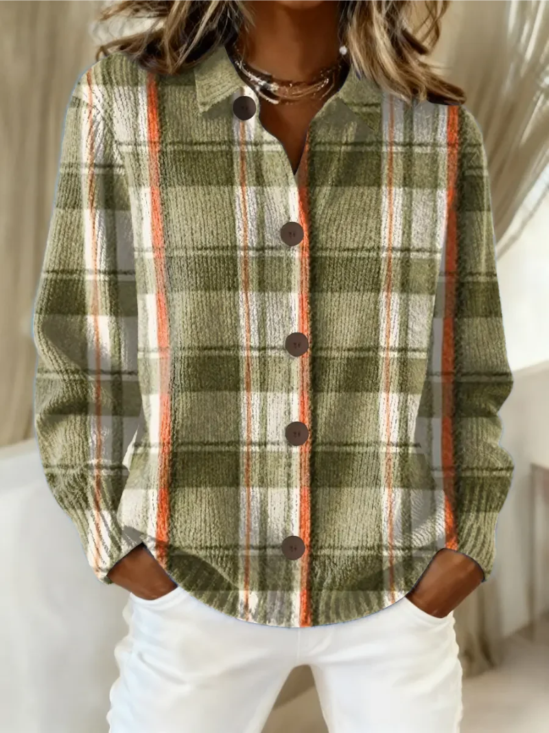 Cardigan con Bottoni a Quadri Oliva | Nocciola