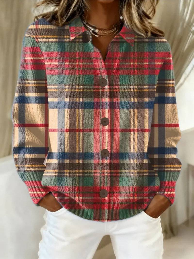 Gloria | Cardigan a Bottoni a Quadri Multicolore