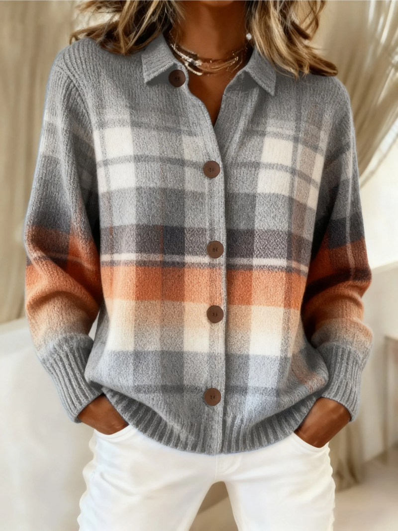 Marlene | Cardigan a quadri ombreggiati caldi