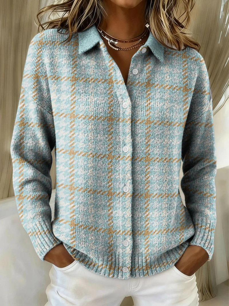 Clara | Cardigan a quadri Sky
