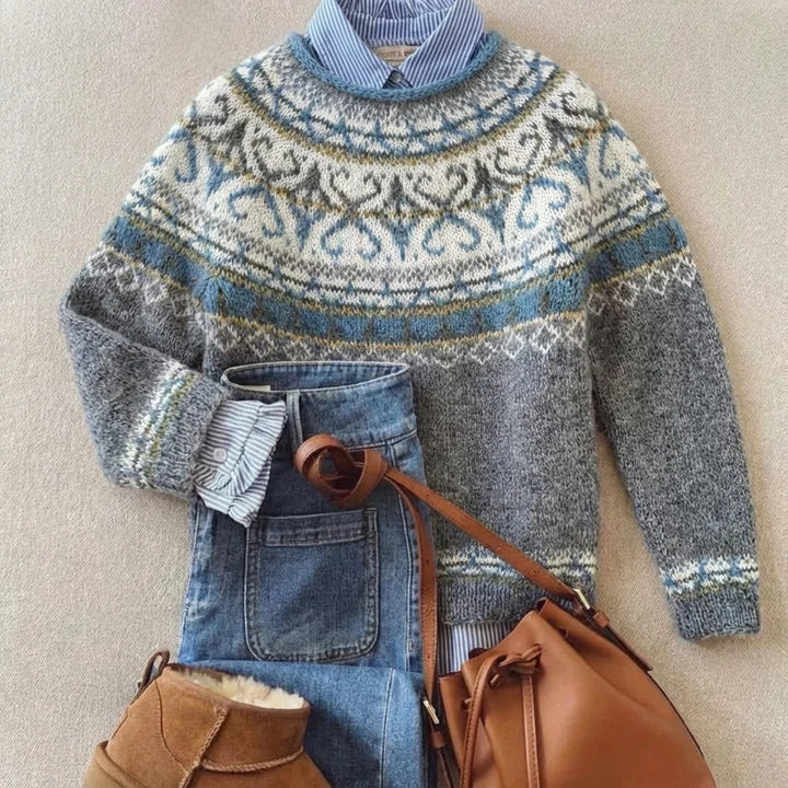 DELACROIX | Maglione a Maglia con Inserti Avorio Martine