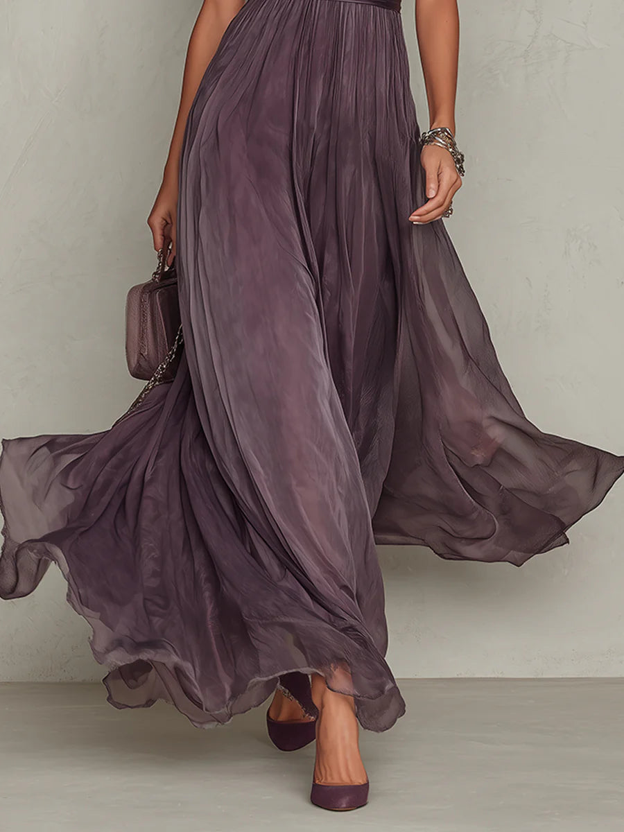 Abito Lungo Flavia in Tessuto Lussuoso - Eleganza Incomparabile