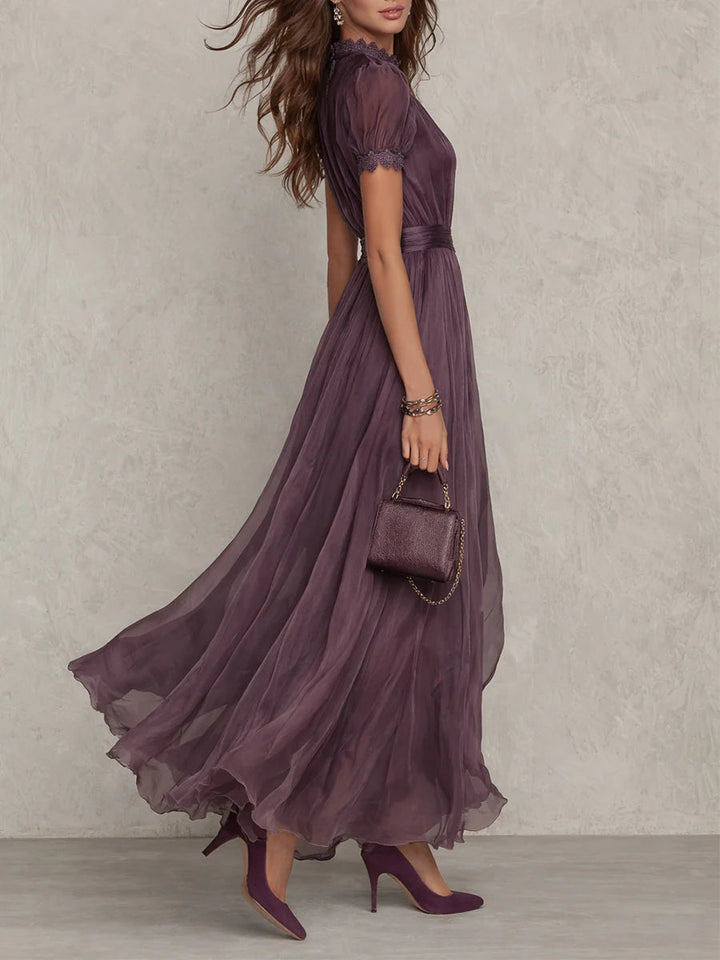 Abito Lungo Flavia in Tessuto Lussuoso - Eleganza Incomparabile