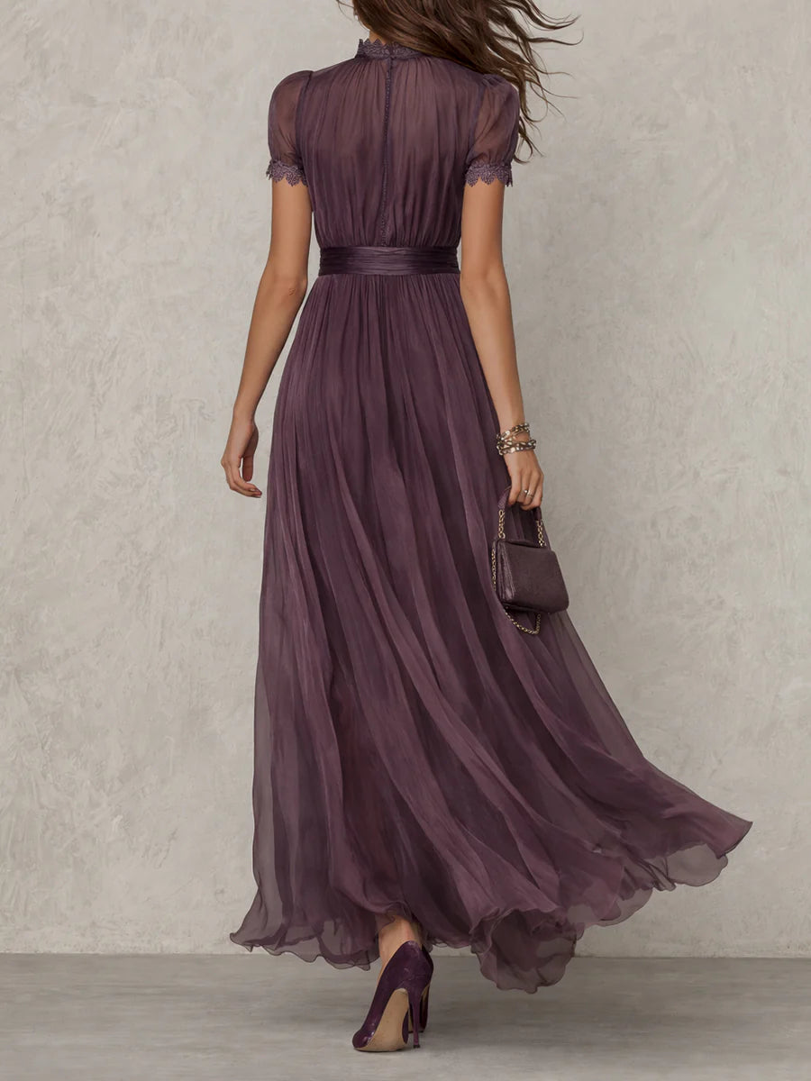 Abito Lungo Flavia in Tessuto Lussuoso - Eleganza Incomparabile