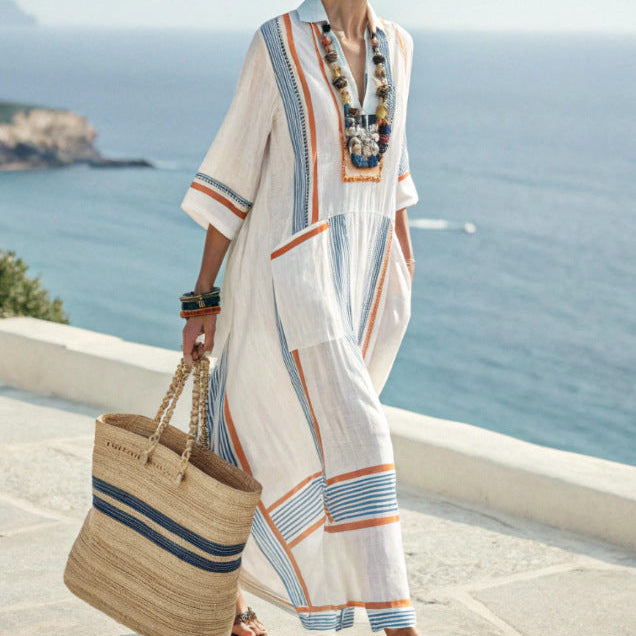 Robe Caftano "Solange" – Blu &amp; Ambra