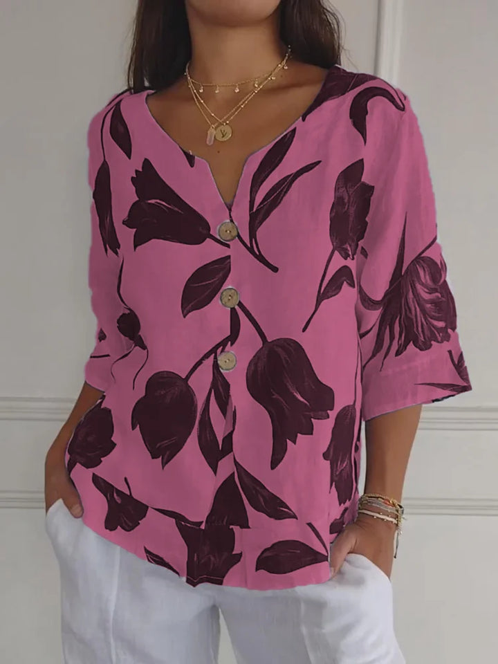 Sanne™ | Blusa a Bottoni Floreale