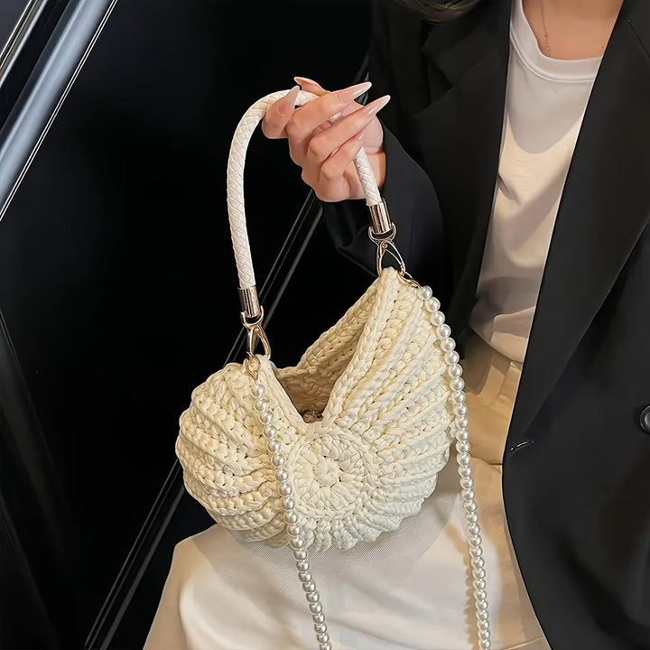 Orsola | Borsa Tote Intrecciata con Cinghia a Catena - Nero
