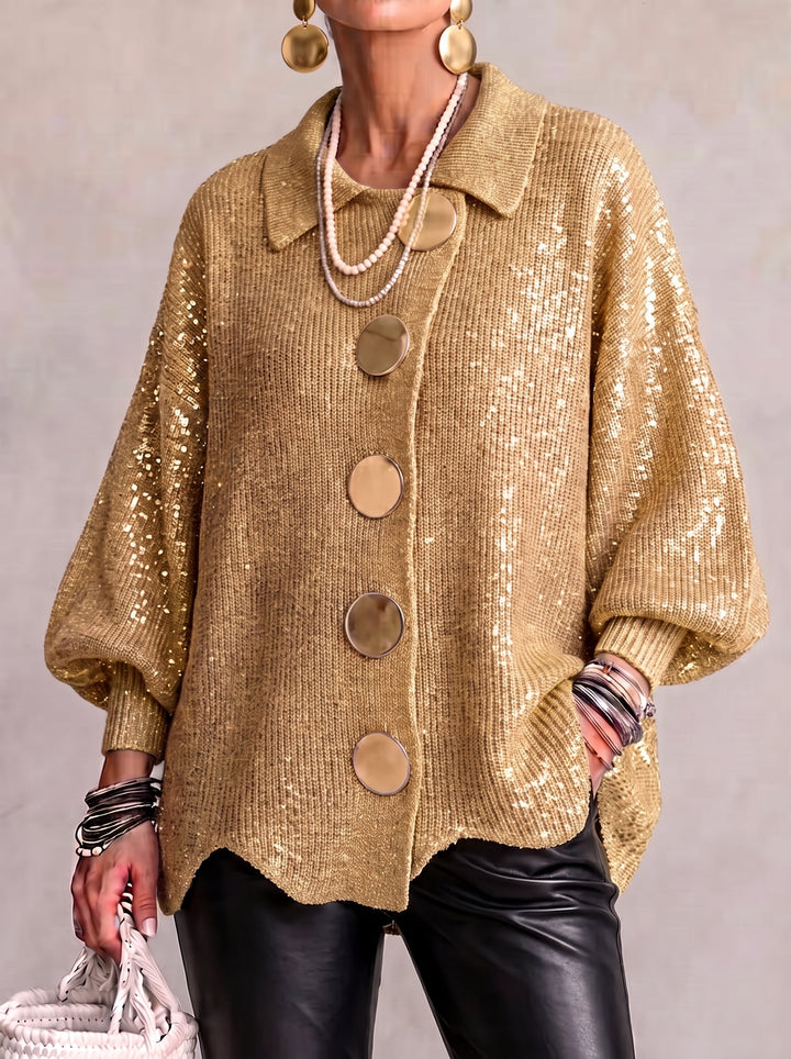 Isadora™ | Cardigan Oversize con Collo e Bottoni Metallici Grandi