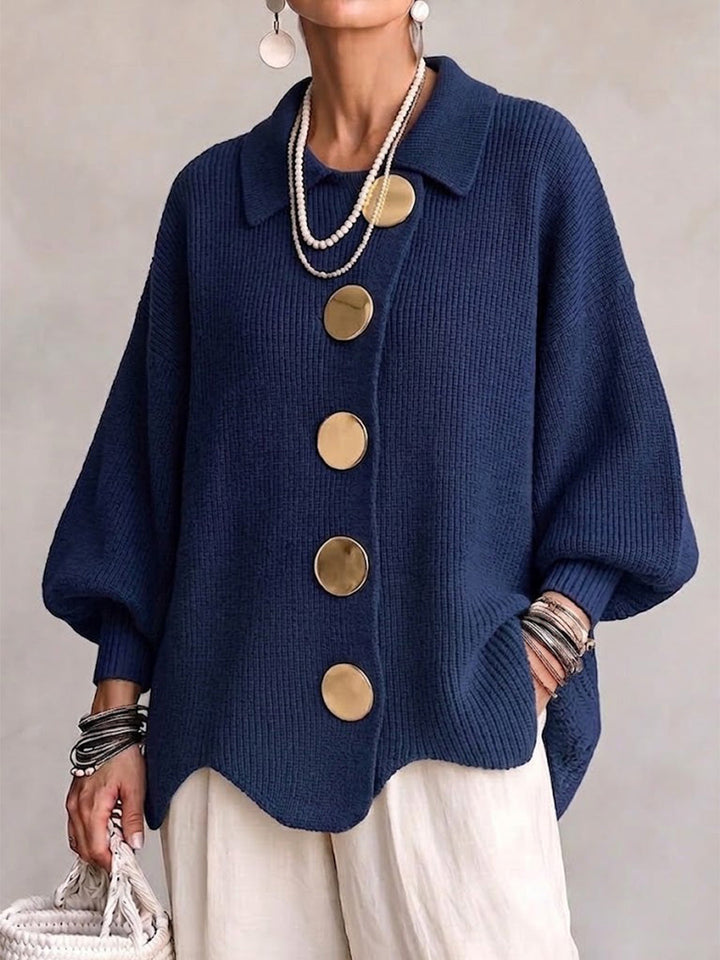 Isadora™ | Cardigan Oversize con Collo e Bottoni Metallici Grandi