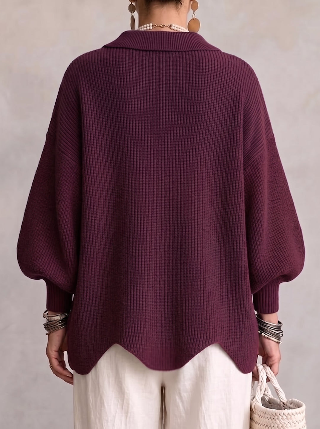 Isadora™ | Cardigan Oversize con Collo e Bottoni Metallici Grandi