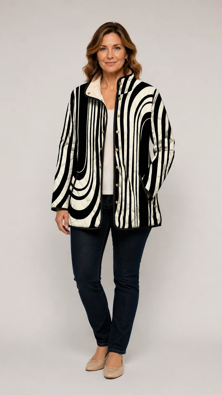Soraya | Giacca Trapuntata Casual con Design Geometrico Astratto